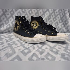 Converse Black and Gold High-Top Sneakers